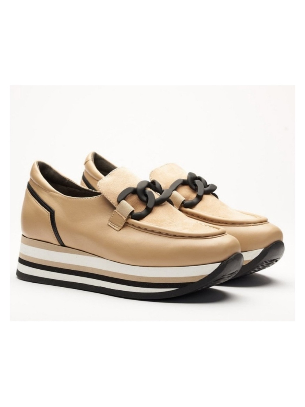 NEW Softwaves Cala Sneaker Size 37 Camel Arch Support Platform Loafer Leather